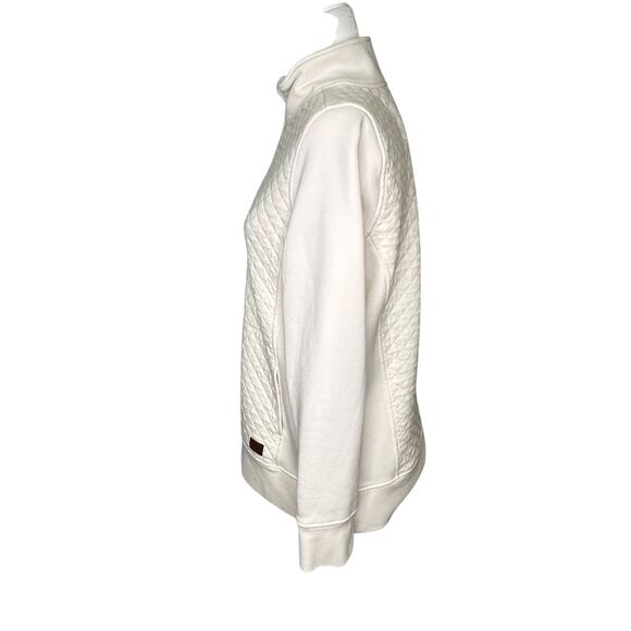 L.L. Bean Women's Cream Quilted Quarter Zip Pullover Top Jacket Sweatshirt - Picture 3 of 7